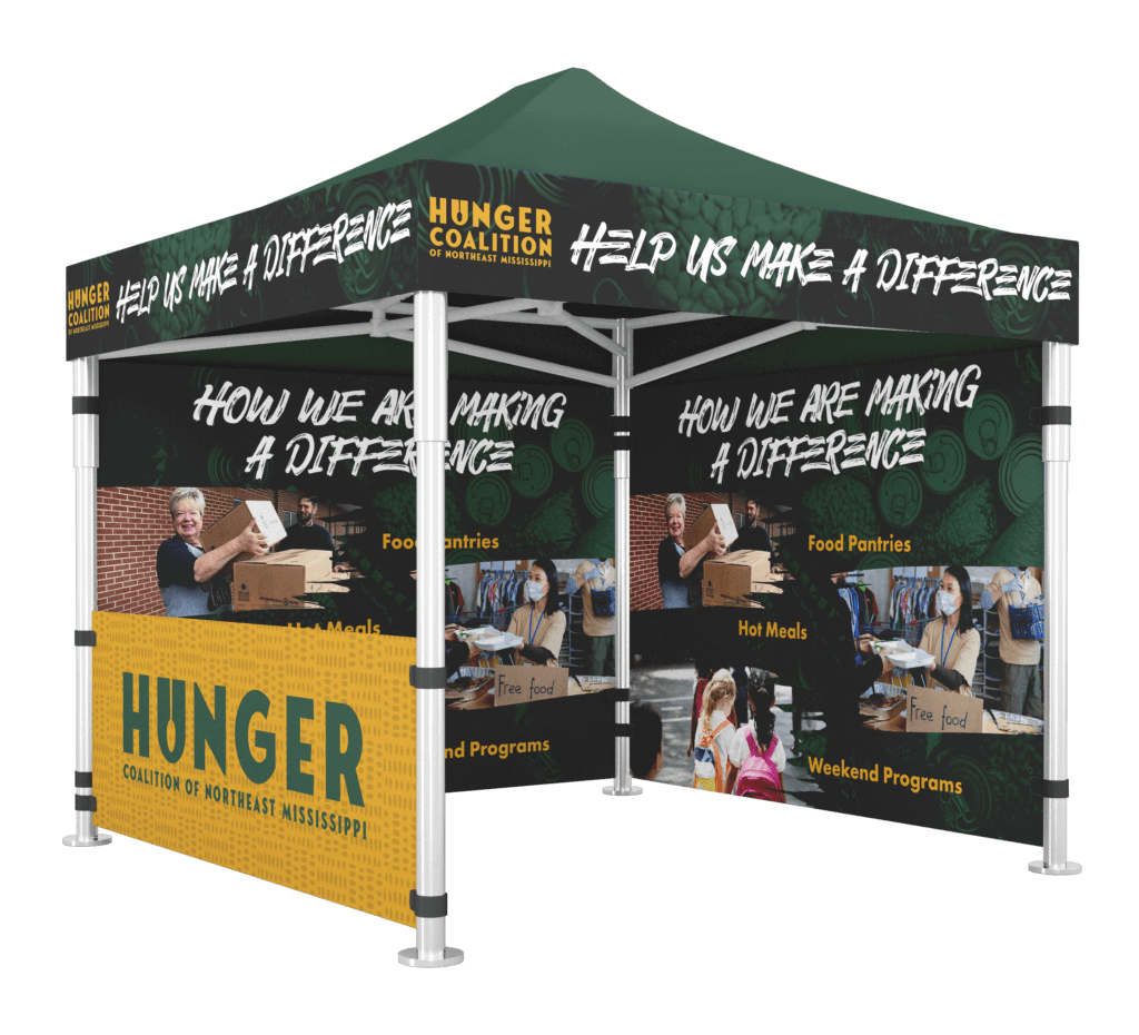 Hunger Coalition tent and wall banner mockup
