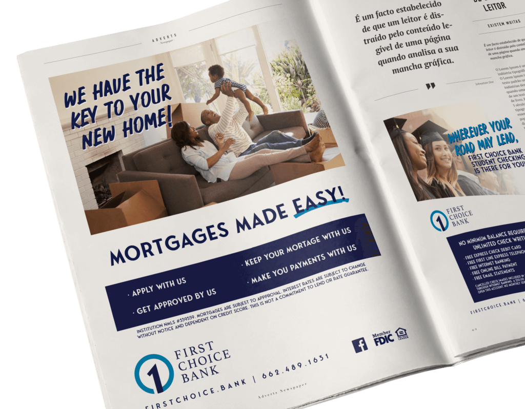 First Choice Bank newspaper ad mock up