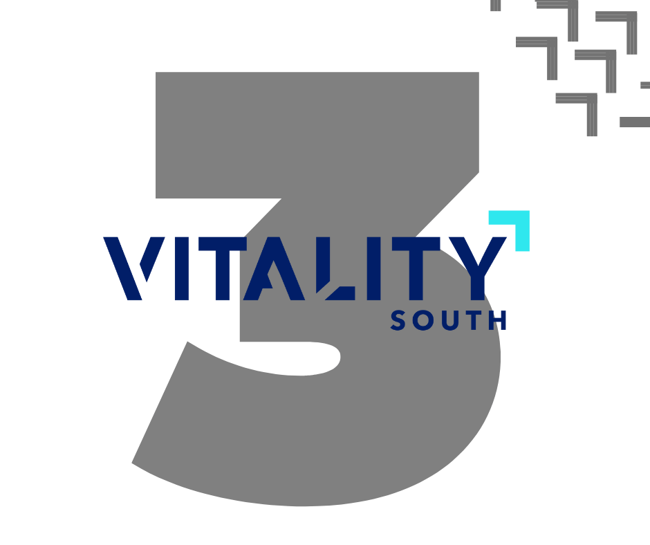 Vitality South logo with a large 3 behind it