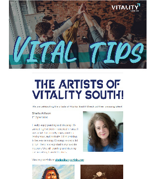 Screenshot of Vital Tips Newsletter August 2021